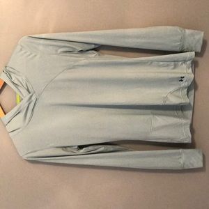 UA light blue fitted heat gear shirt with hood